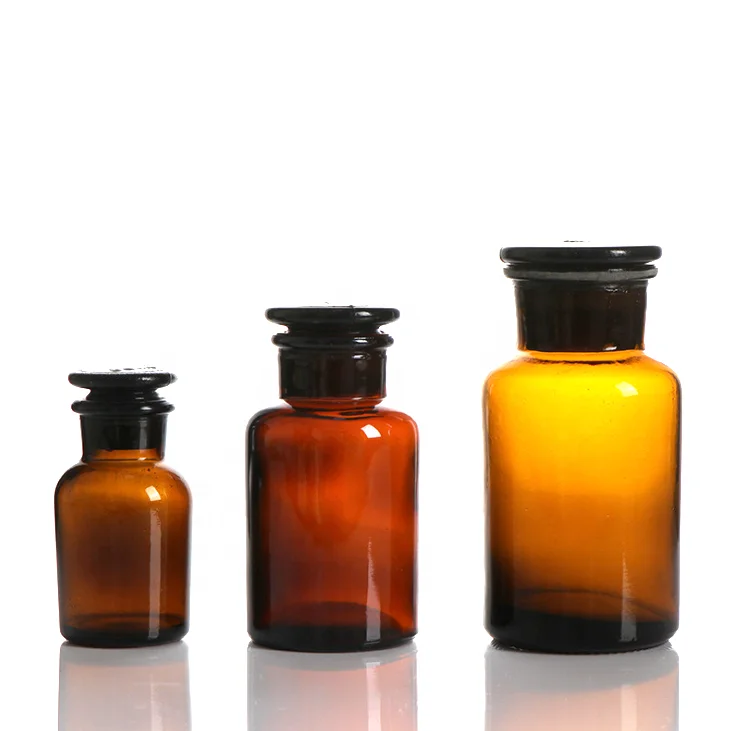 Wide Mouth Glass Amber Reagent Bottle Thick Leak-proof Sealed Reagent Bottle For Dispensing Alcohol And Other Liquids