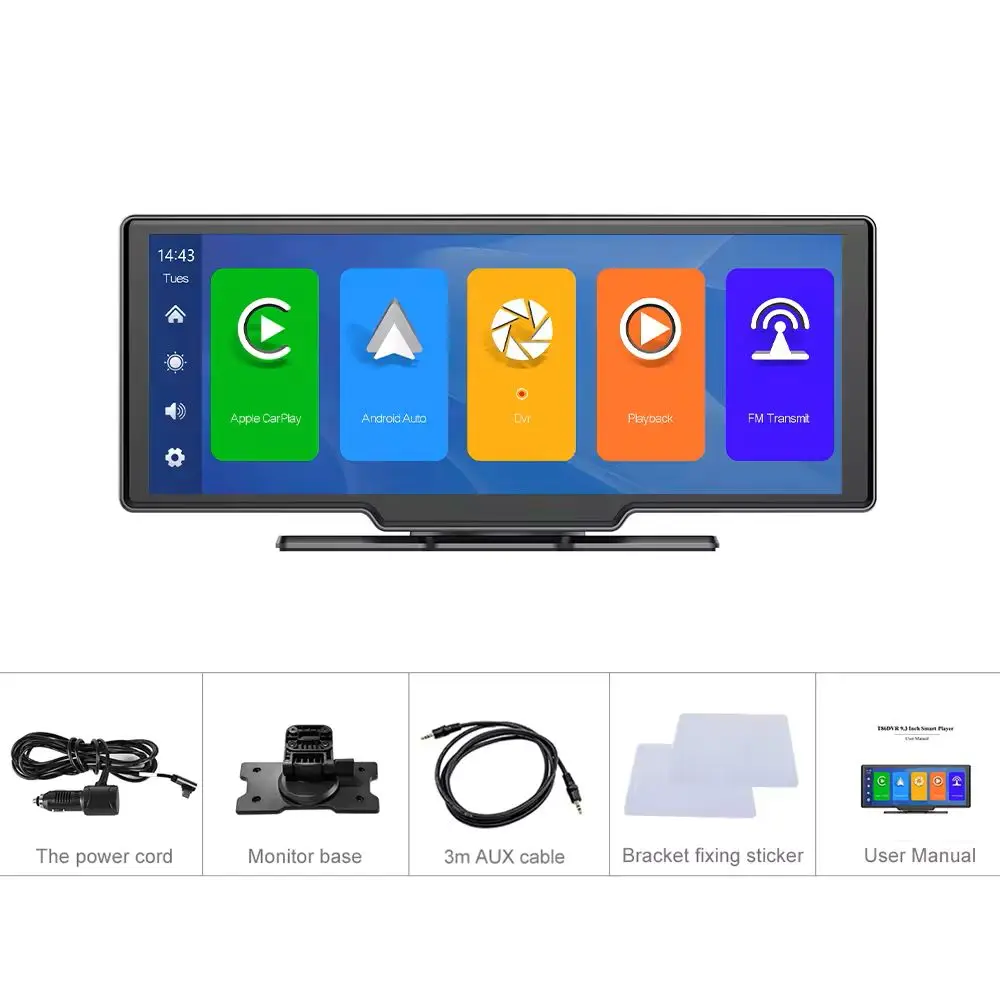 Zmecar 10.26 Inch Portable Carplay Screen Navigation  Autoradio 4K Video Player Support DVR BT FM Camera Portable Car Screen