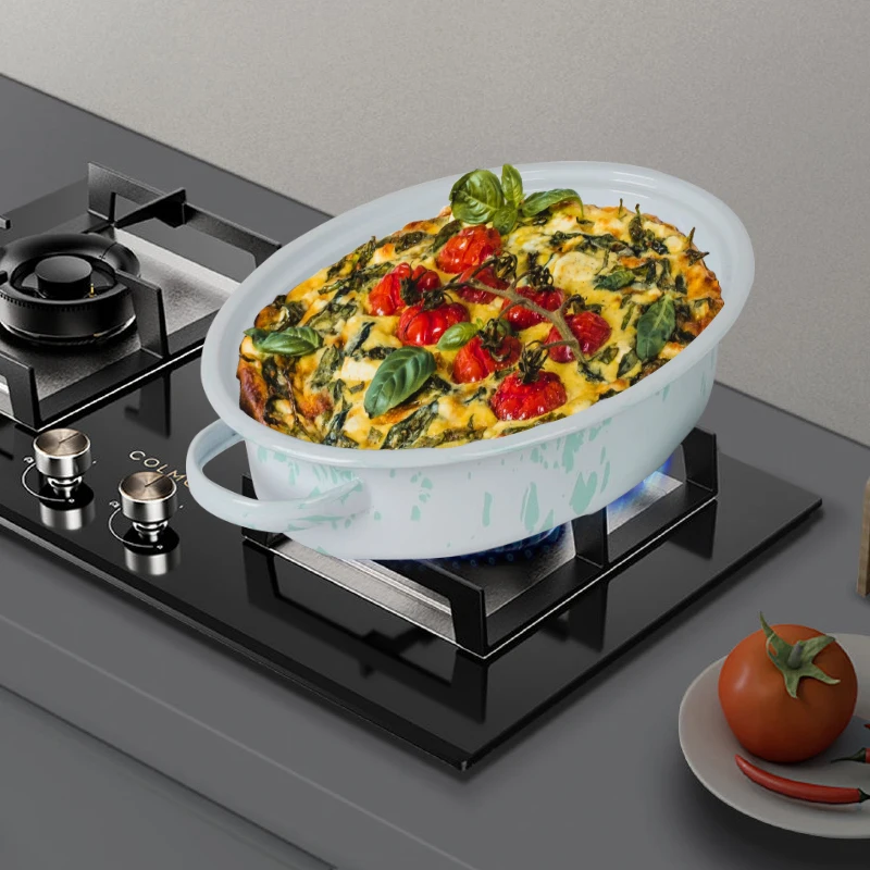 Non-Stick White Carbon Steel Enamel Cooking Pot Kitchen Casserole Set for Cooking