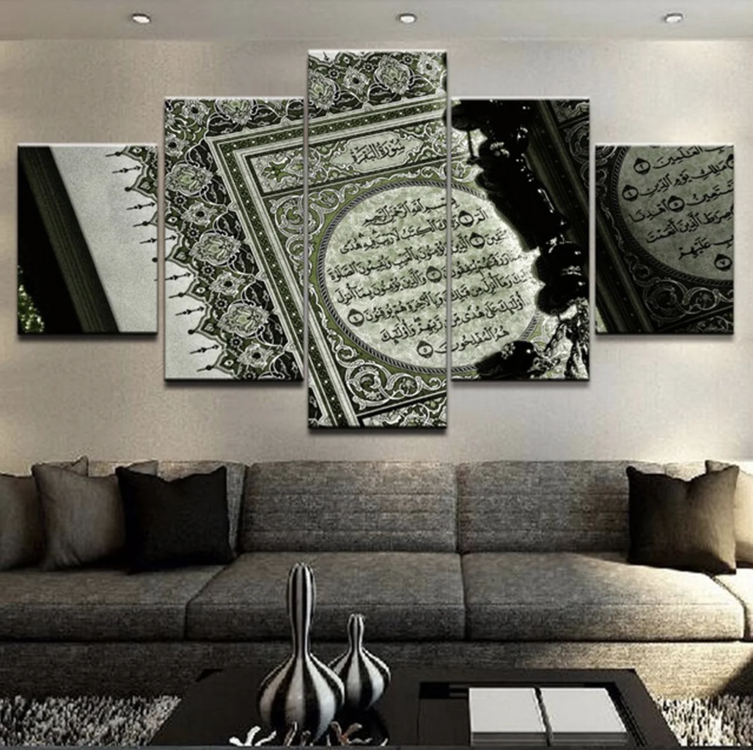 HD Printed Muslim Picture 5 Piece Canvas Art Islamic Quran Painting on Canvas