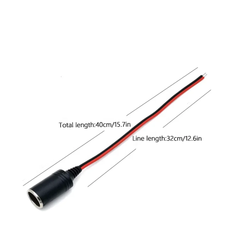 Female Cigarette Lighter Socket Plug - 12V 24V Car Replacement Cigar Cable Connector Adapter Charger Power Cord