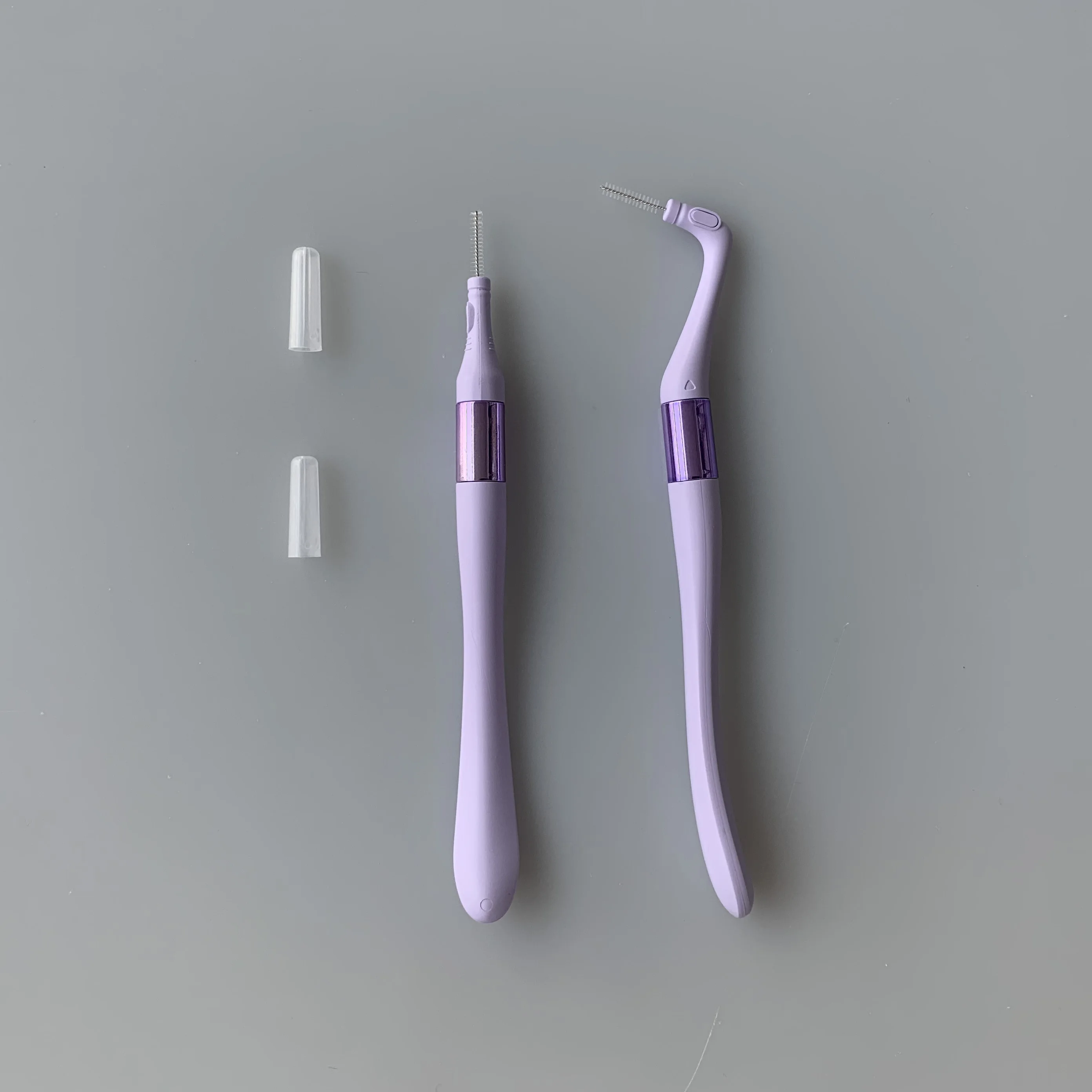 2024 new  purple and white  2 in 1 I/L shape interdental brushes with portable PP box with 16 pcs refill heads