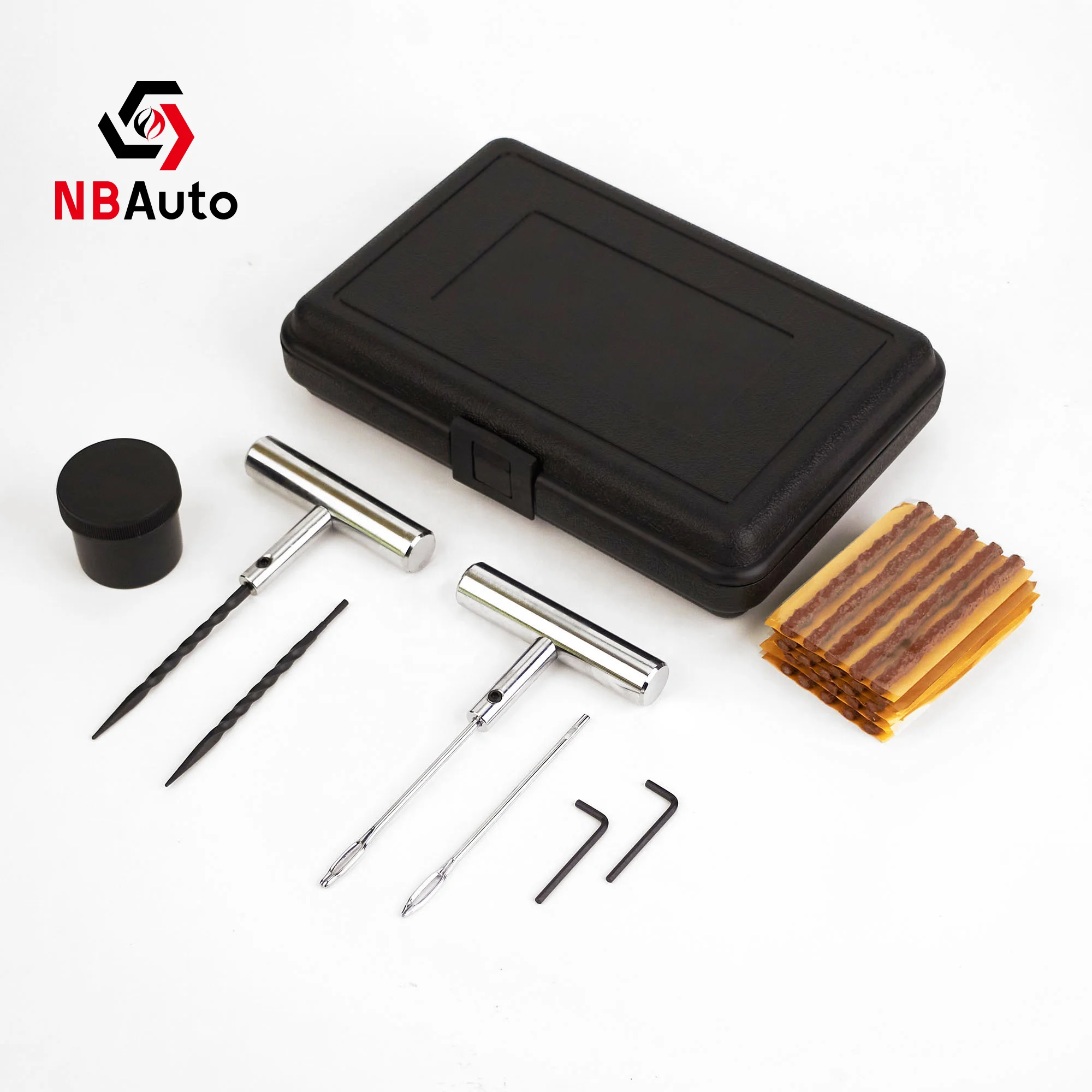 NBAuto Black Box Universal Handle Tire Repair Set Emergency Tools Set Portable Tubeless Tire Repair Kit For Car And Motorcycle