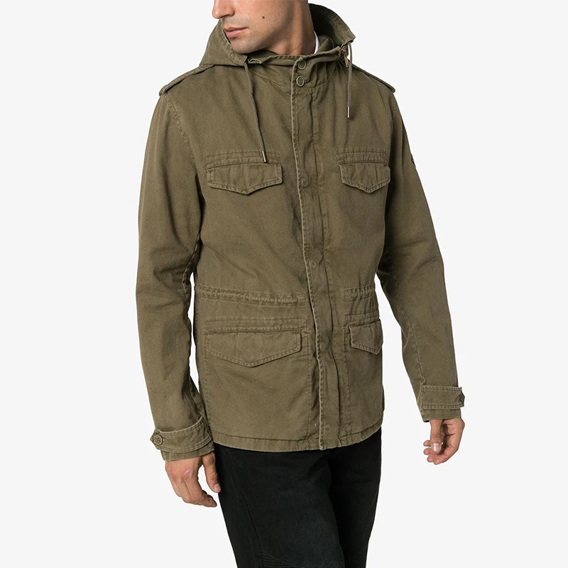 Oem Custom New Fashion Hooded Long Sleeves Military Style Parka Coat Jackets For Men