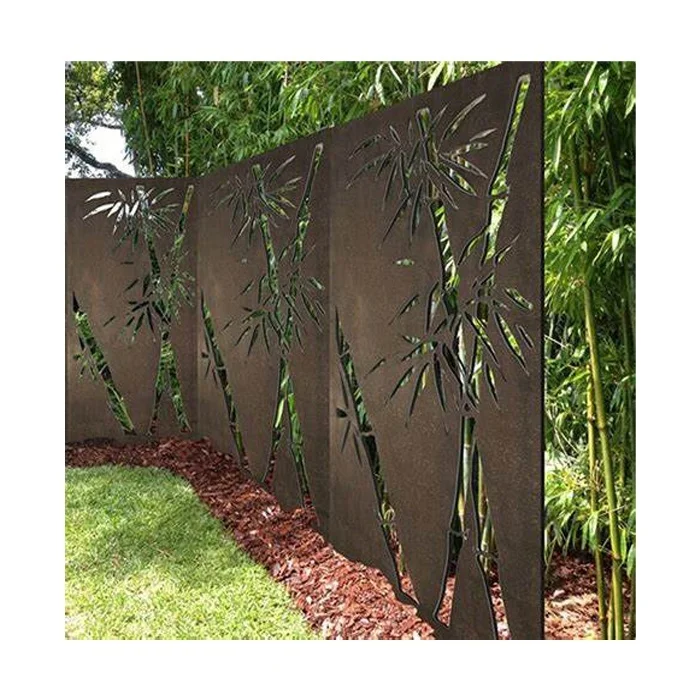 Bamboo Pattern Design Decorative Laser Cut Privacy Garden Fence Outdoor Metal Fencing Panels Aluminum Screen Custom Designs