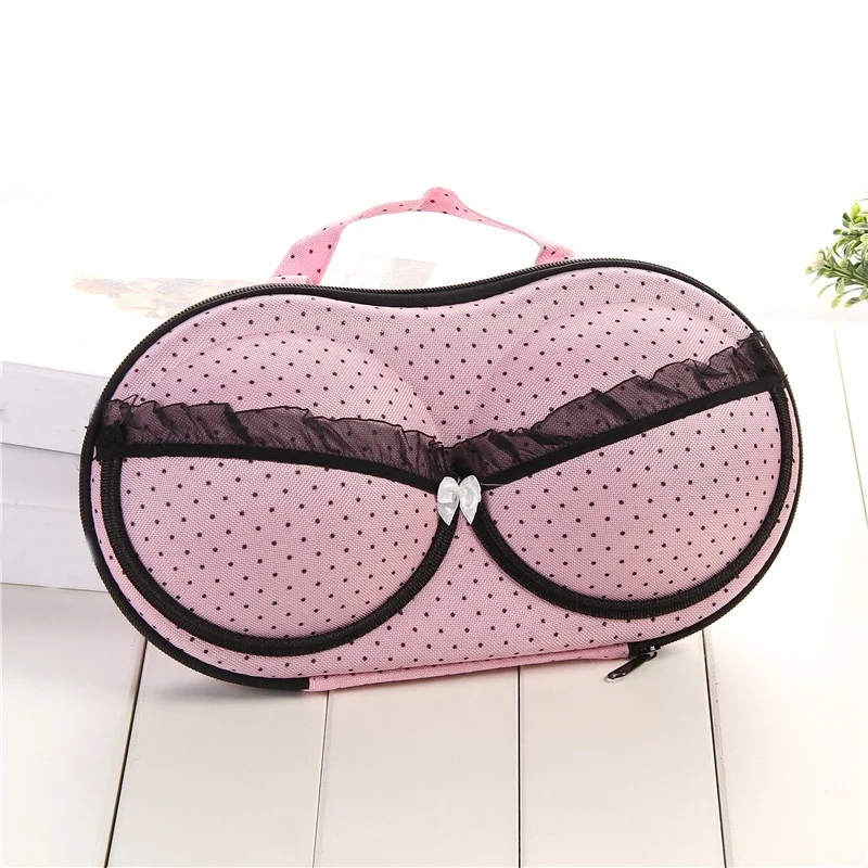 Portable Travel Home Organizer Pink Bra Underwear Storage Zip Bag Case