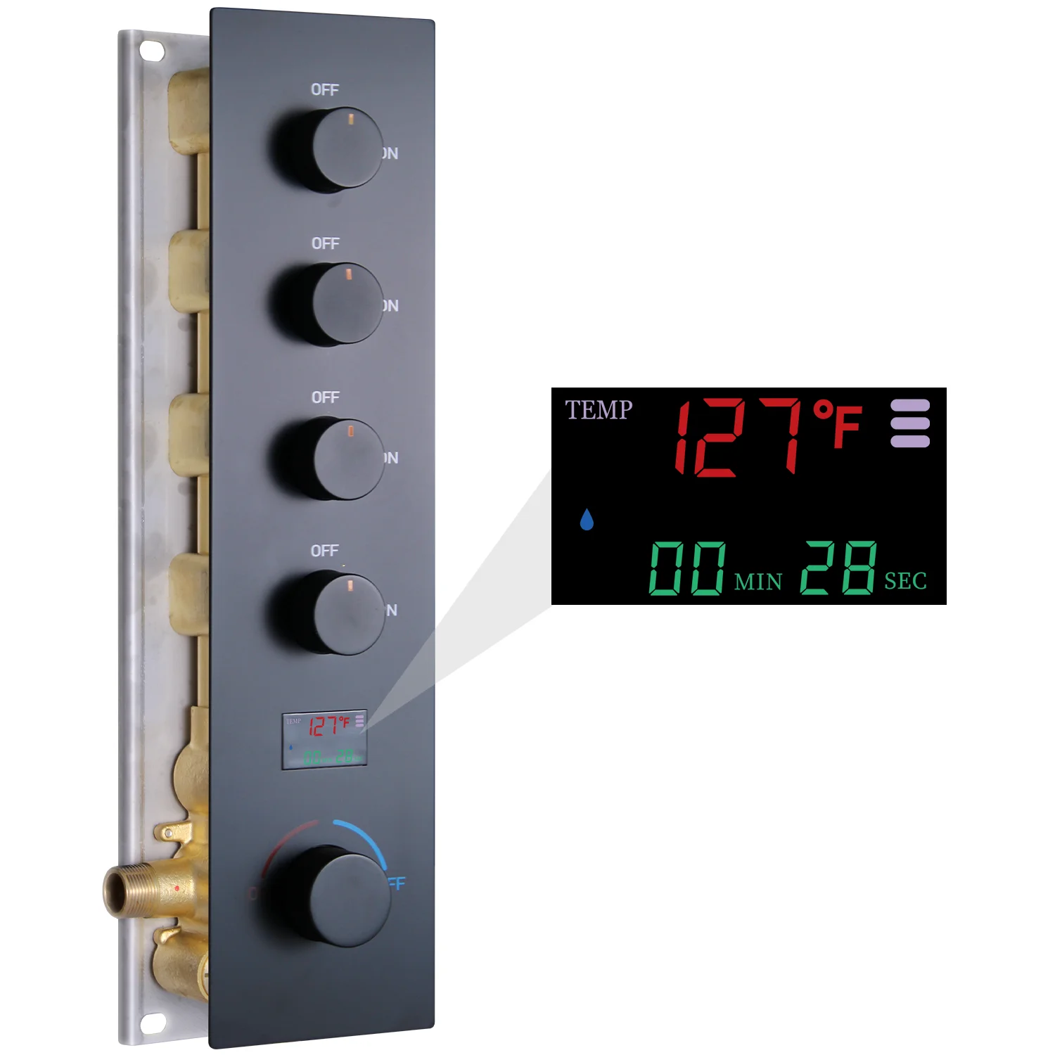 4 Functions Shower Mixer Valve Faucet Brass Temperature Display Pressure Balancing Control Valve