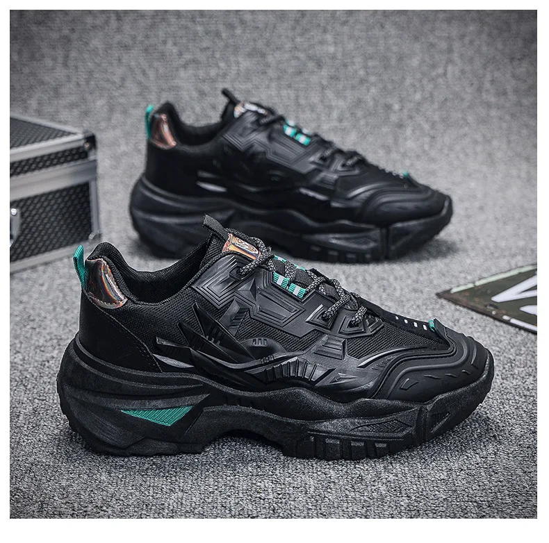 Fashion PU upper thick sole Mens height increasing flat dad shoes Tennis Athletic walking street Shoes for Man