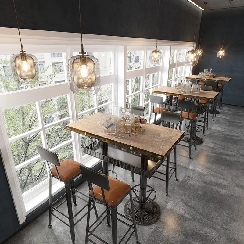 Vintage industrial style bar barbecue shop table coffee restaurant music bat chair