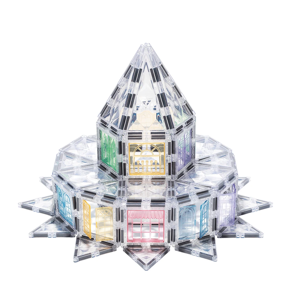 Factory starlight transparent Magnetic Building Tiles for Kids Construction Gift Set Bpa Free Blocks Educational Plastic Toys