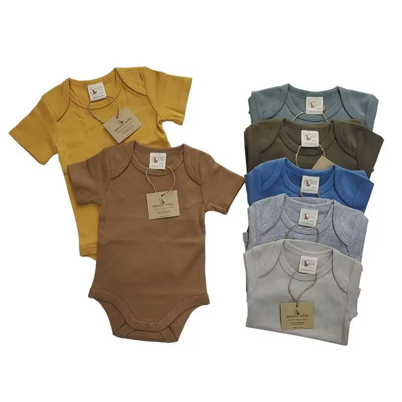 Clearance Sale Brand Logo 100% organic cotton baby bodysuit Short Baby Rompers