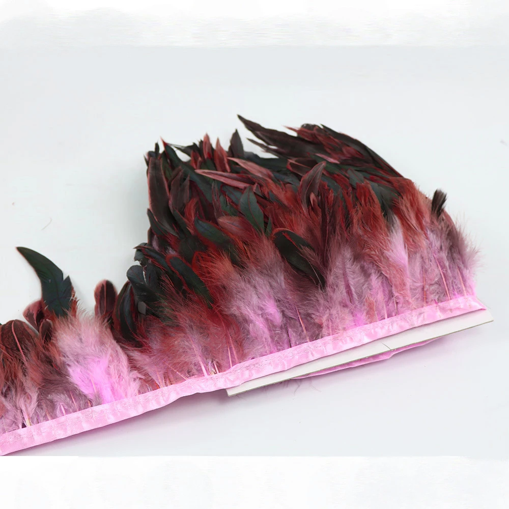 Wholesale rooster feather fabric feather trim fringe for clothing decorate
