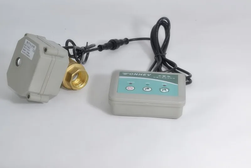 Factory Price DC3V NPT/BSP1/2' Wired Brass Water Leak Alarm Electric ball valve with battery supply