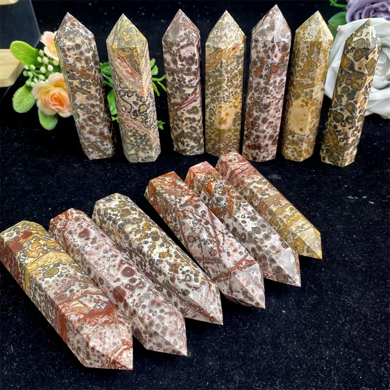 Wholesale Price Natural Crystal Stone Leopard Skin Jasper Crystal Tower For Spiritual Healing