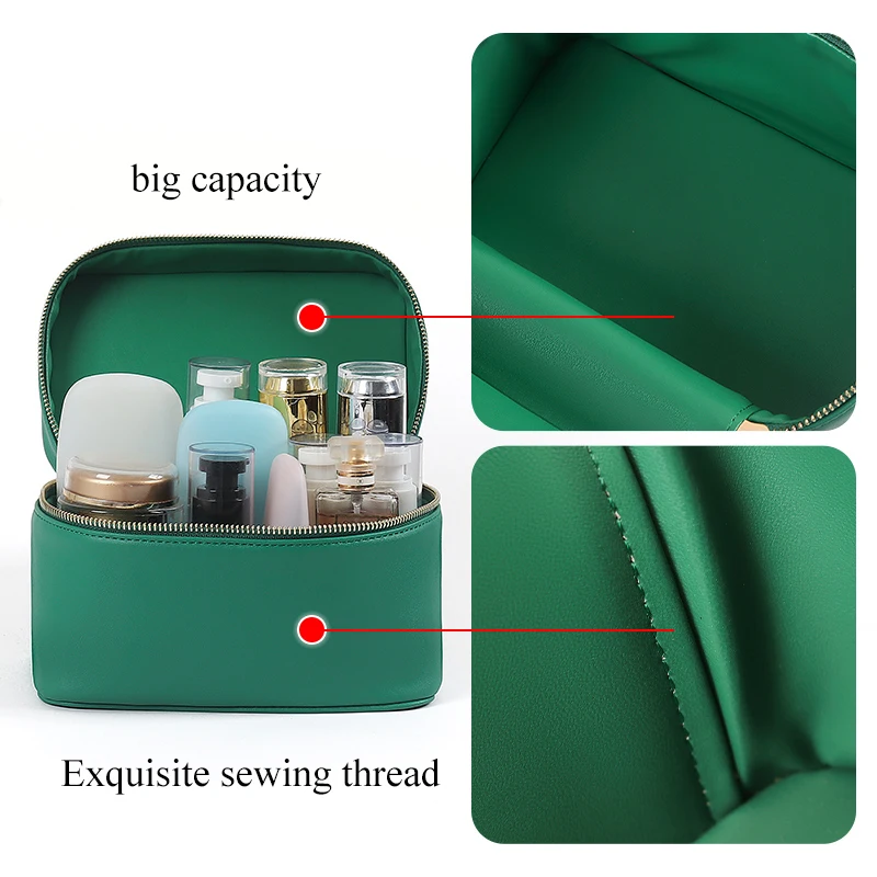 custom designer pu travel cosmetic bag organizer leather beauty makeup box toiletry cases fancy makeup bag