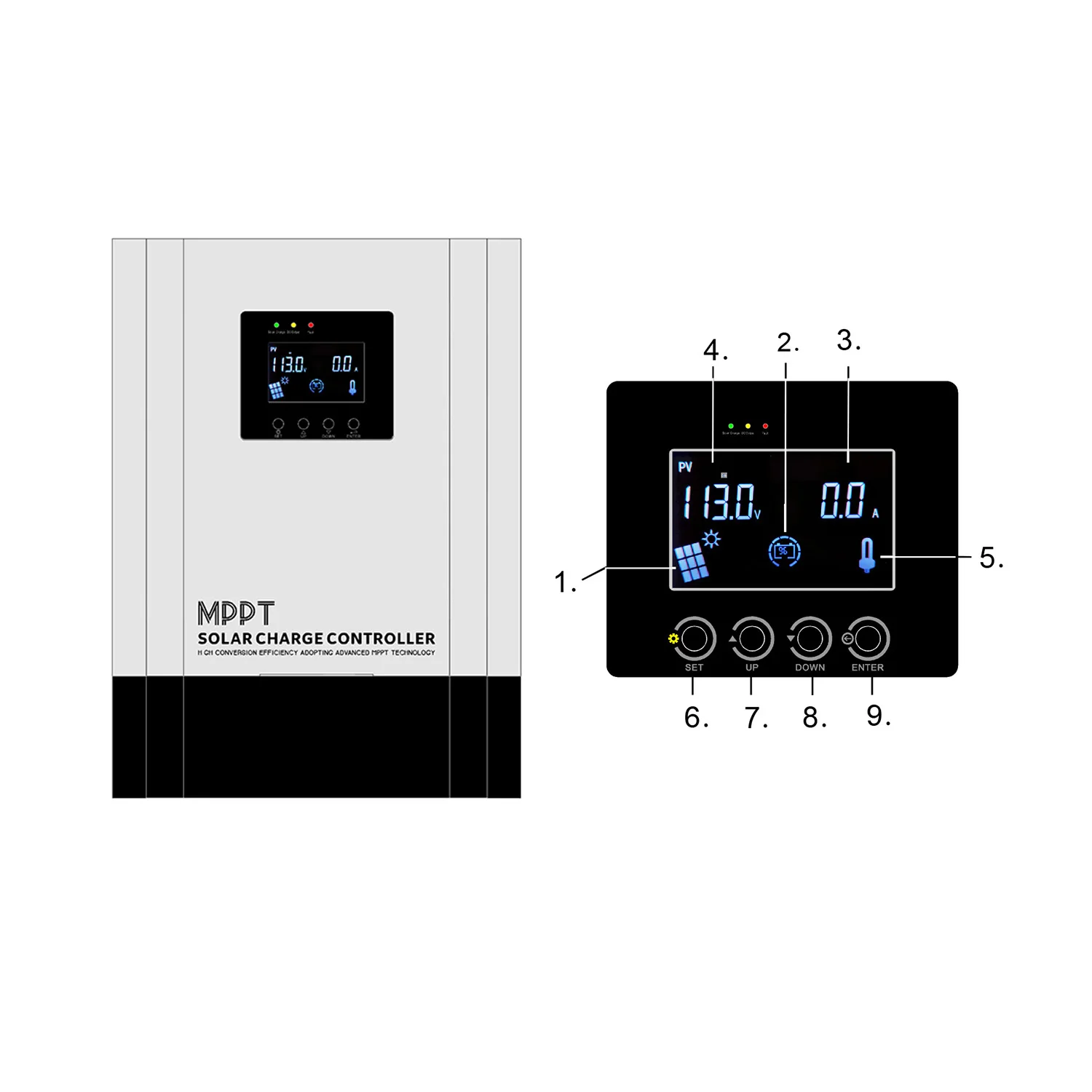 Высококачественный контроллер солнечного заряда MPPT PWM 10A 20A 30A 50A 60A 12/24 В