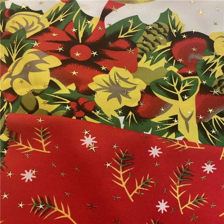 Lurex and Dew Drops Minimatt Print Fabric Christmas with Gold 100% Polyester Mini Matt Print Woven Dying Garments Yarn Dyed