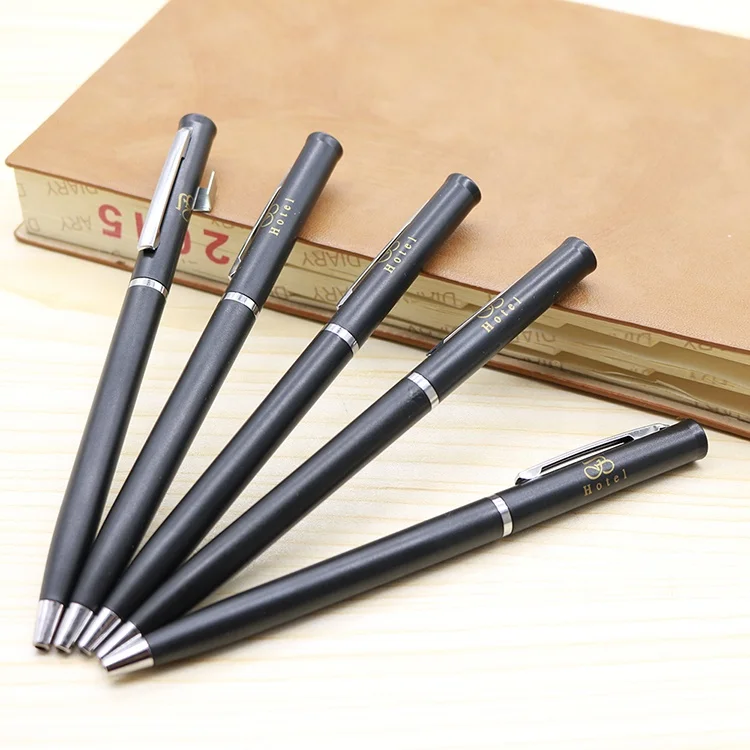 Promotional luxury white slim twist mechanism hotel Custom logo ball point Pen