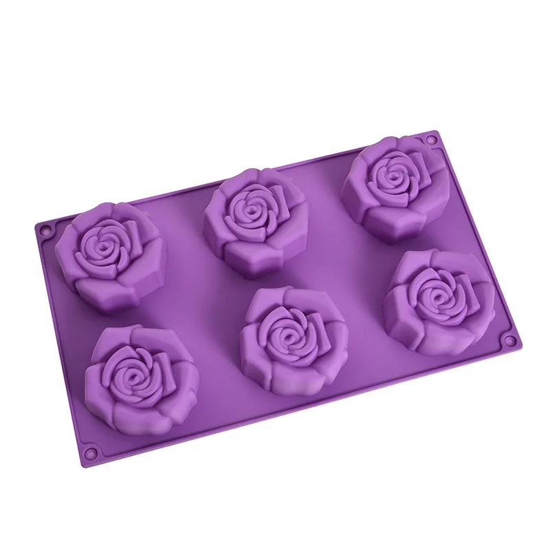 6 cavity flower rose cake mold handmade soap mold DIY baking tools factory rose soap mold
