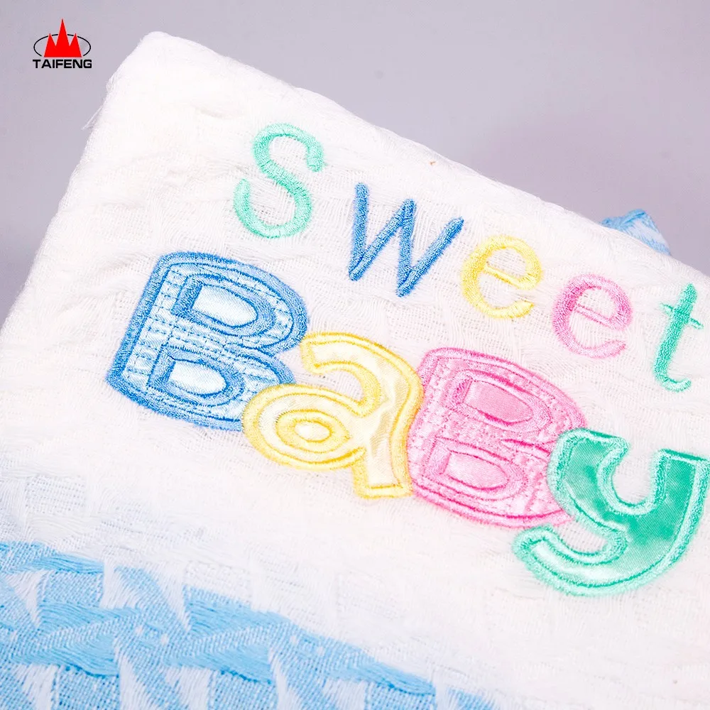 Embroidered baby shawls 100% polyester baby swaddle blanket