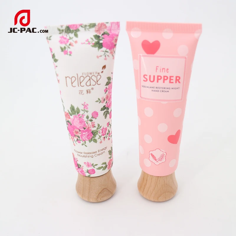 
Clear Plastic Skin Care Packaging Manufacturer Tube With Wooden Grain Screw Lid 60ml 80ml 100ml 