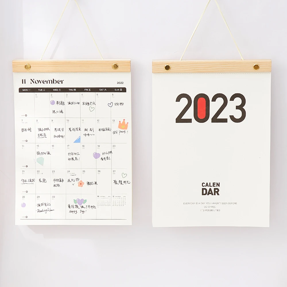 Simple 2023 Hanging Calendar Printing Daily Custom Planner Monthly B5 Wall Wood Calendars