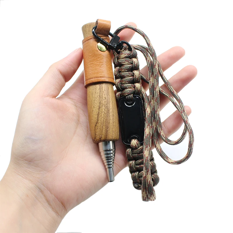 Collapsible Pocket Size Stainless Steel Campfire Bellow Blower Pipe with Wood Handle