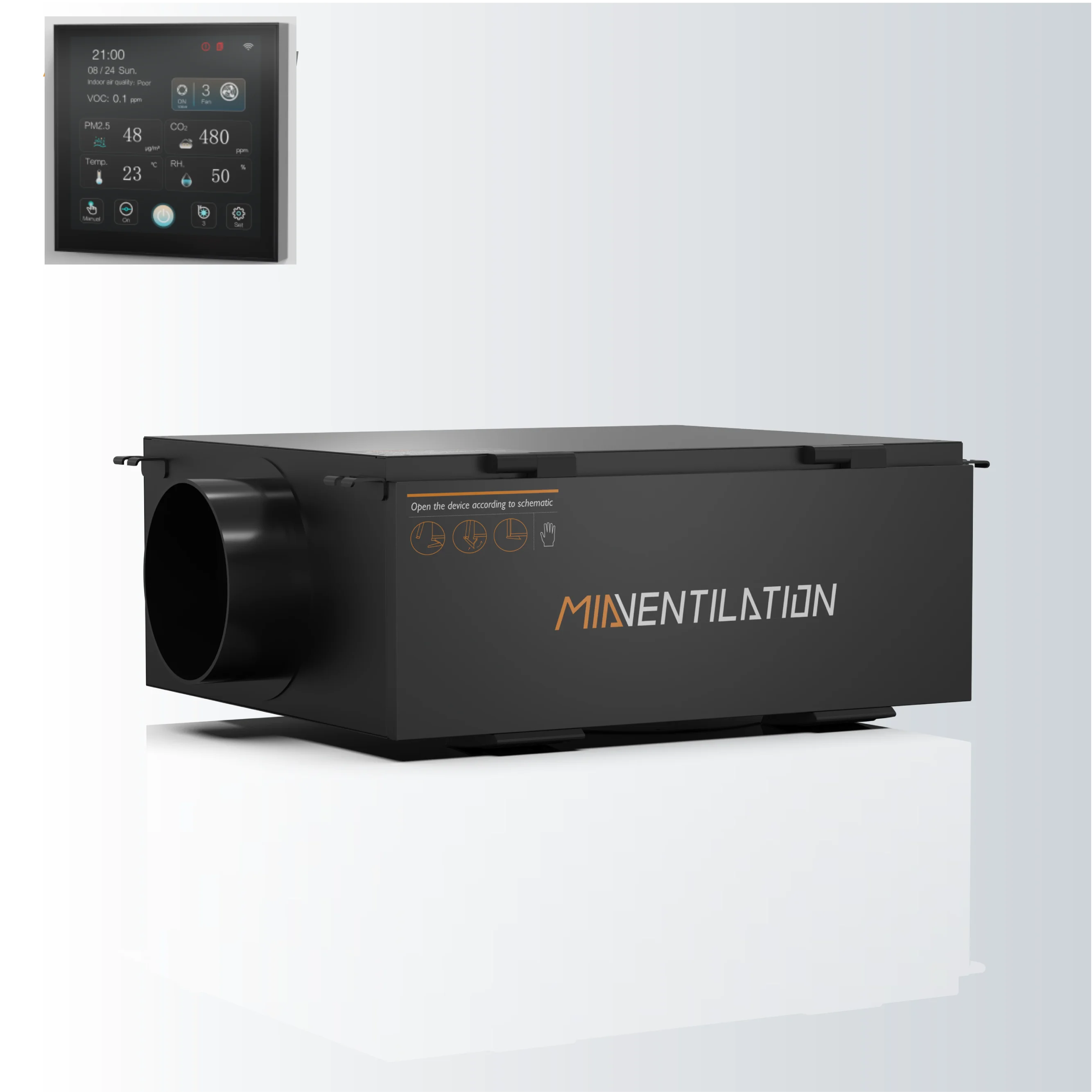 AHU factory HVAC single flow 1000m3/h supplying fresh air hepa h13 filter positive pressure strong ventilation system duct fan