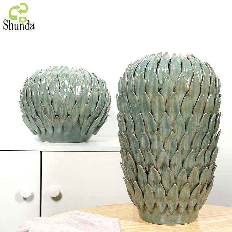 Wholesale vintage custom color glazed handmade porcelain art ornament ceramic vases home decoration flower vase for home decor