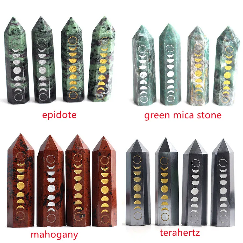 Камни-чакры для медитации, обелиск, резные лунные фазы, меняющие кристалл, волшебная палочка, лечебный подарок, украшение для дома