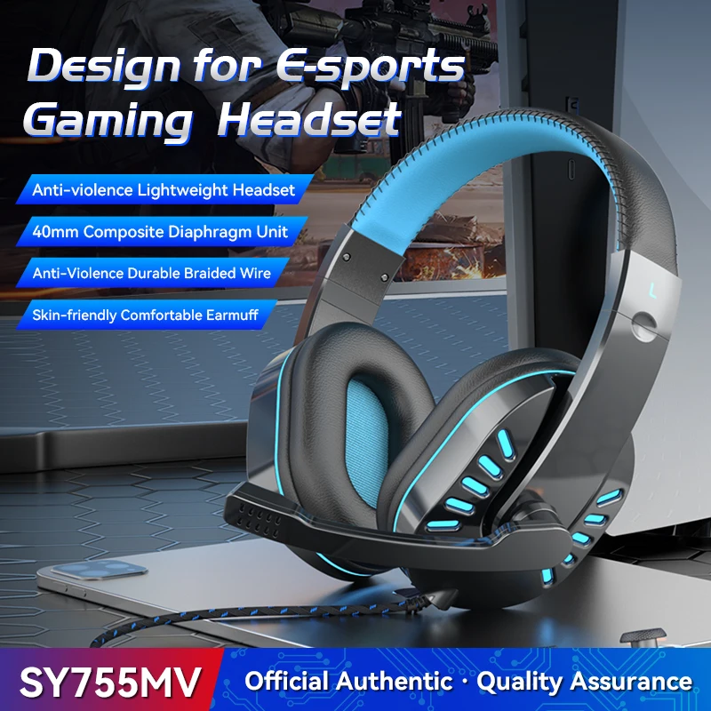 soyto OEM SY755MV factory wholesale wired RGB luminous gaming headsets game headphone with microphone cheap price  for pc ps4