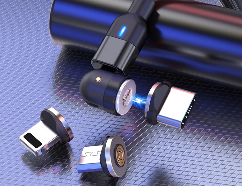 Round shape Magnetic USB 3 in 1 Charging Cable Magnet USB-C Type-C Micro USBA Usb Cable