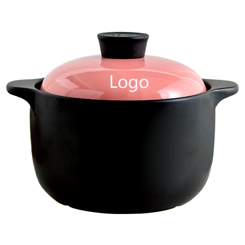 LFGB Factory Wholesale Customized Logo Stone Pot Cookware Ceramic Clay Pot with Cover Vegetable Ceramic Cookware