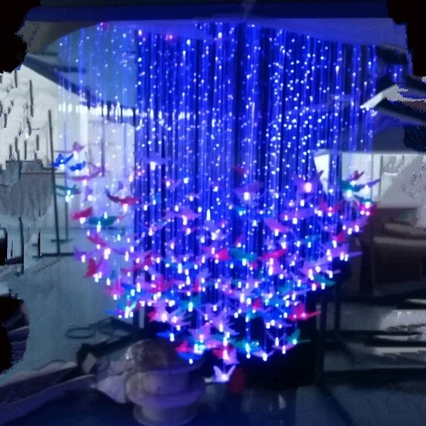 Free shipping fiber optic warm white butterfly chandelier dia85cm height1.5m