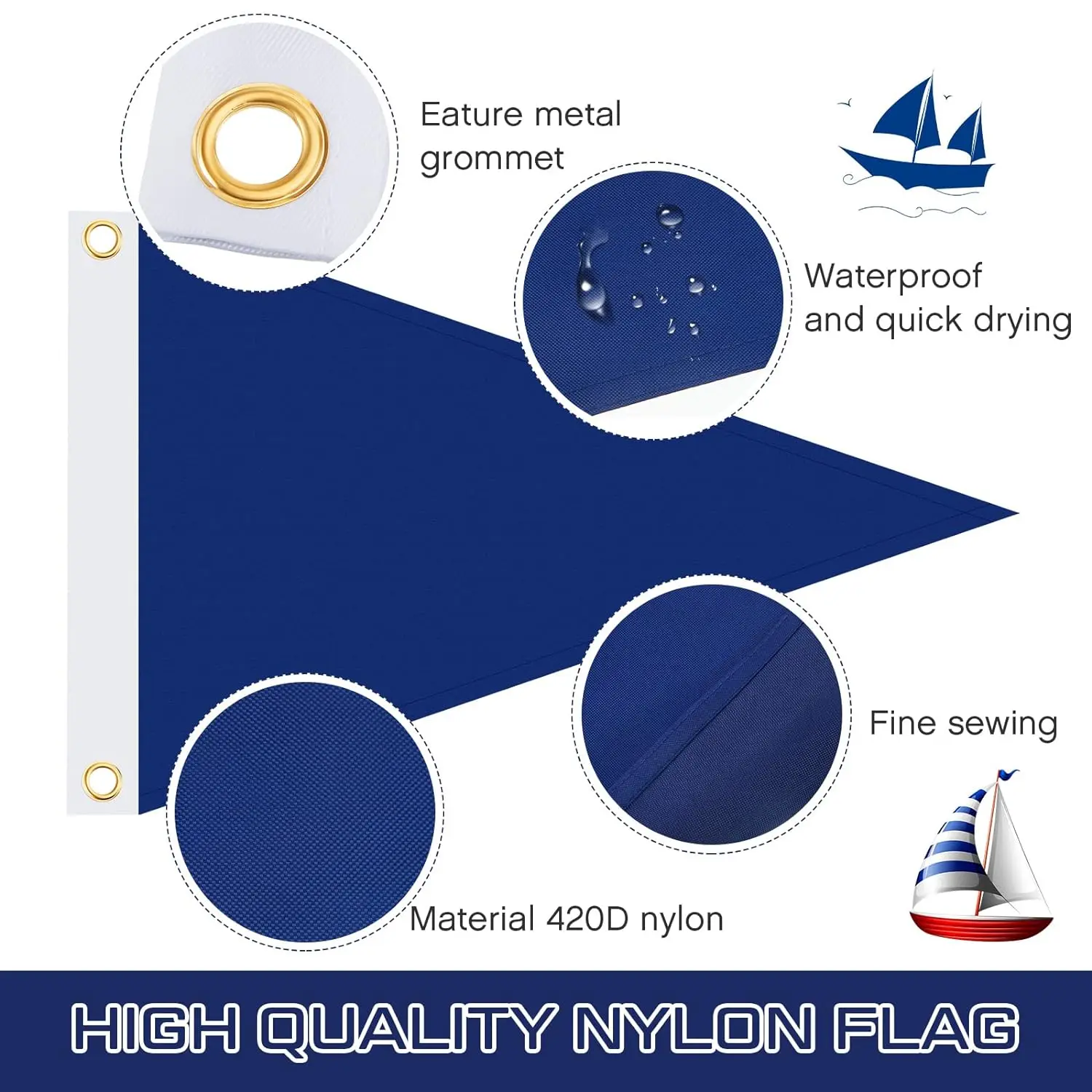 Wholesale Outdoor Home Party Decorations Any Designs With Brass Grommets  Custom Pennant Flags Triangle Boat Flag