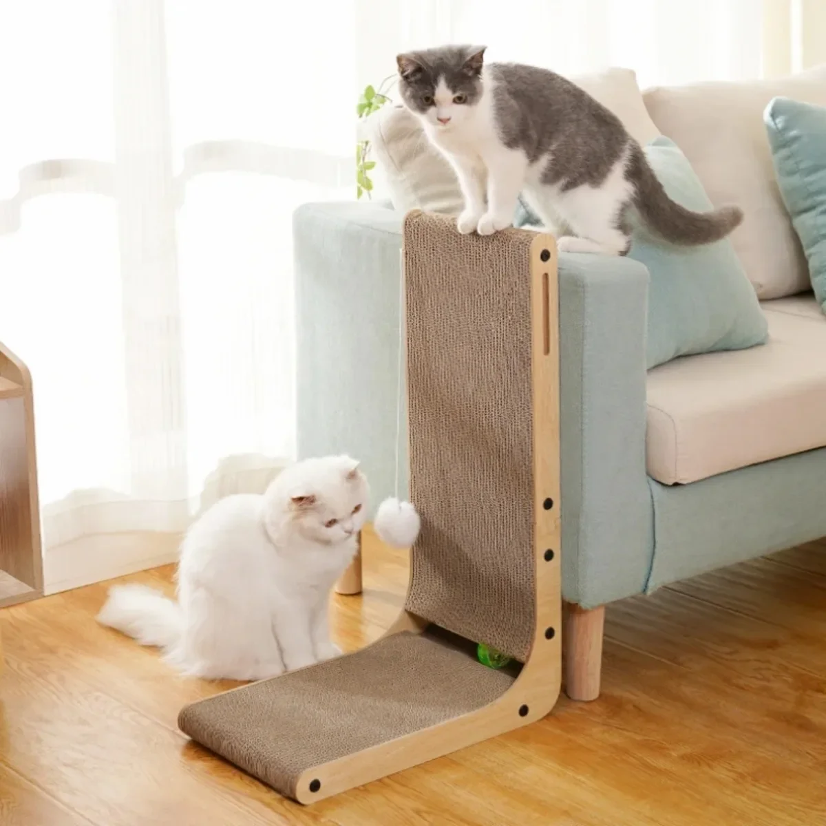 Wholesale Cats and Protecting L Shape Cat Scratcher Furniture Cat Scratch Pad Pet Cardboard Scratching for Indoor