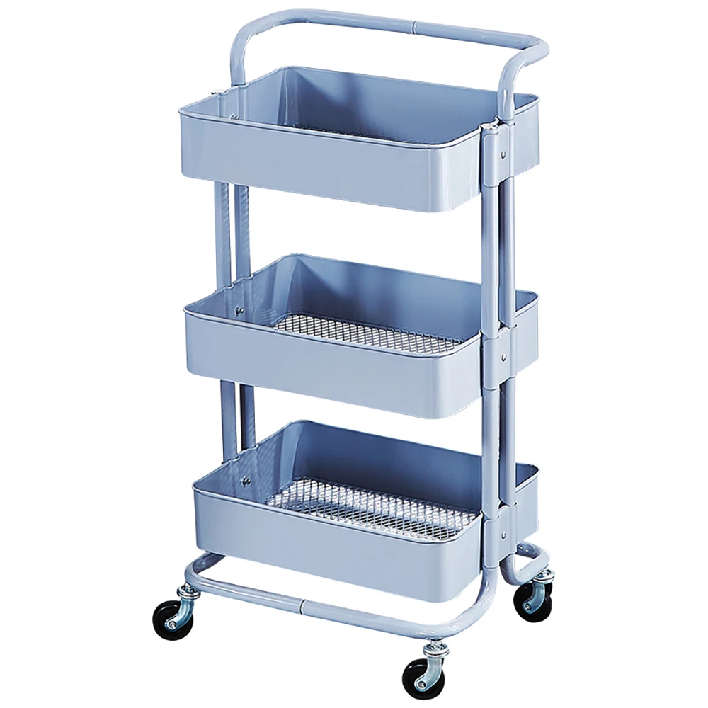 Bathroom 3 Tier Stainless Steel Shelves Trolley Utility Storage Rolling Carts