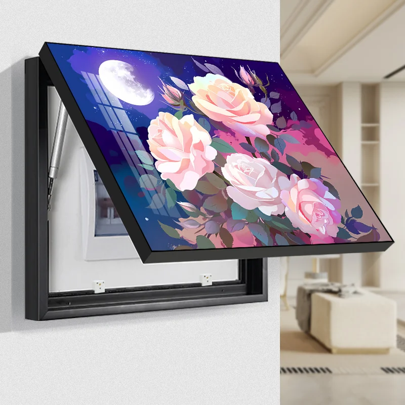 Modern Sunflower Wall Art Covering Electric Meter Box Decoration Paintings Aluminum Alloy Frame Hidden Switch Box home Decor