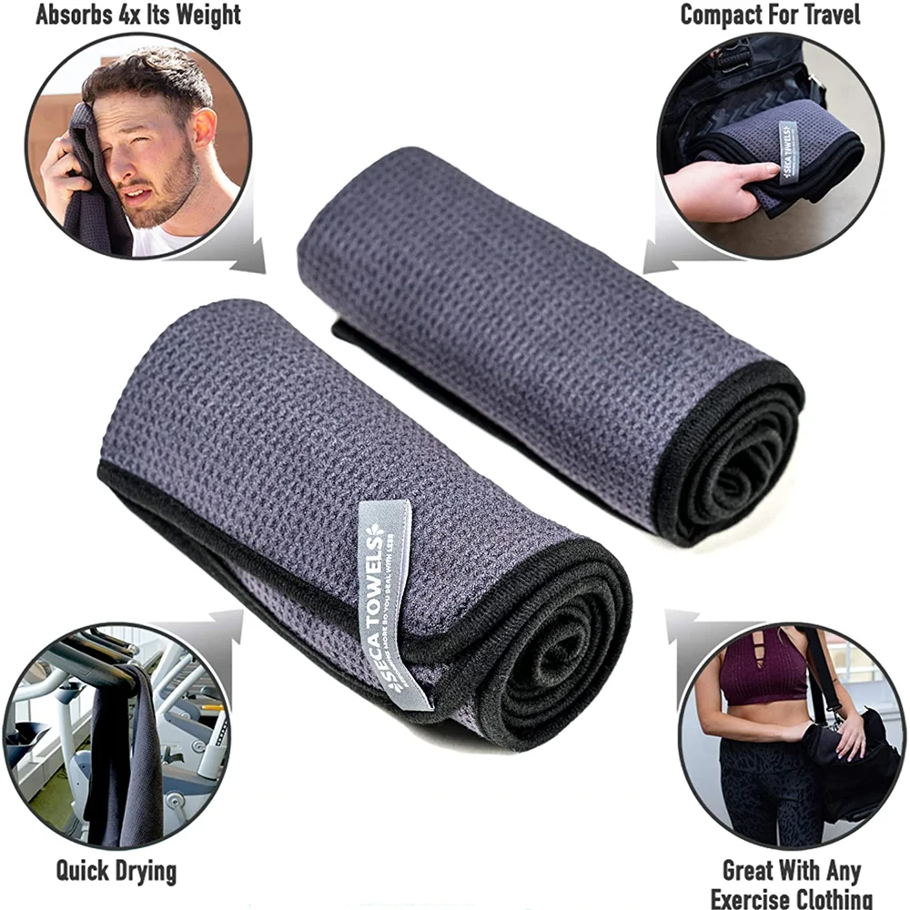sports gym fitness towel with zipper pocket bench magnetic towel custom logo cotton/microfiber waffle golf towel