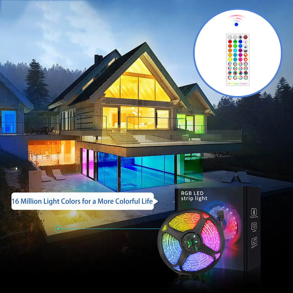 Wholesale 12V 5050 RGB Light Strip Bluetooth Smart App Waterproof LED Colorful Light Strip Set