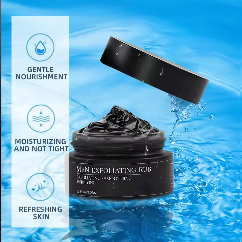 Private Label Men Face Scrub with Charcoal & Green Tea remove Acne Scarring and Dark Spots Men Facial Cleansing Exfoliating Rub