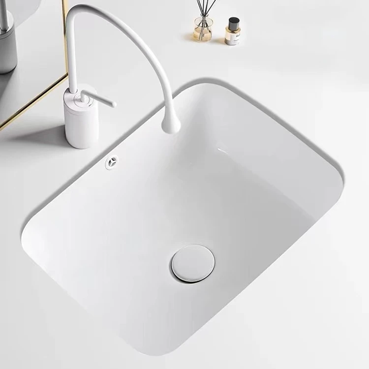 16inch China Wholesale Low Price Small Rectangular Porcelain Under Mount Counter Wash Basin Bathroom Ceramic Undermount Sink