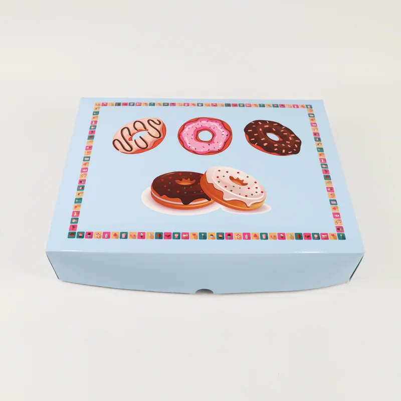 Foldable One Sheet Easy Assemble Macaron Cupcake Donut Box Custom Size Mochi Donut Packaging Box