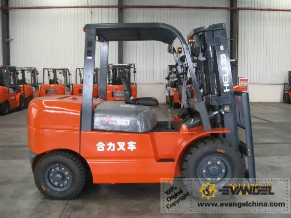 Popular CPC50 5 ton container lifting forklift fork lift with 3-stage mast