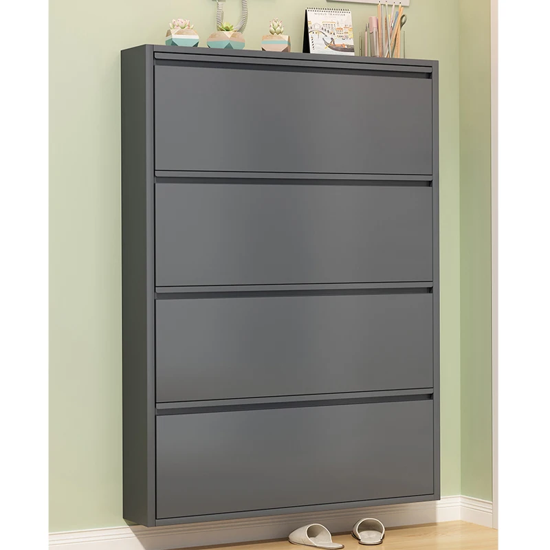 Factory Outlet Shoe Rack Cabinet Storage Cabinet Behind the Door Wooden Metal Thin Shoe Cabinet for Placing Shoes and Keys
