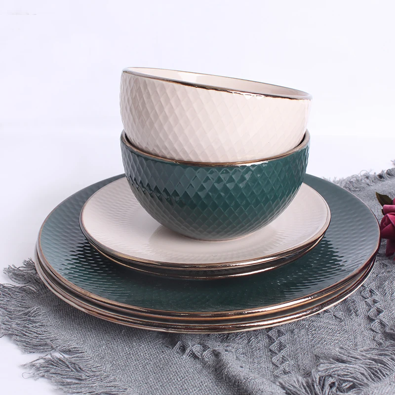 Dinnerware Sets Porcelain Ceramic Plates Tableware Luxury Stoneware Bone China Custom Kitchen Fine Unique Dinner Set