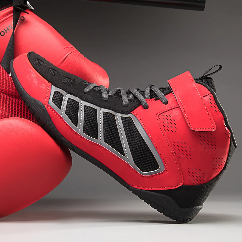 Make Your own Logo Gym Boxing Bodybuilding Shoes with Name Designer Leather Wrestling Shoes Custom Split Sole