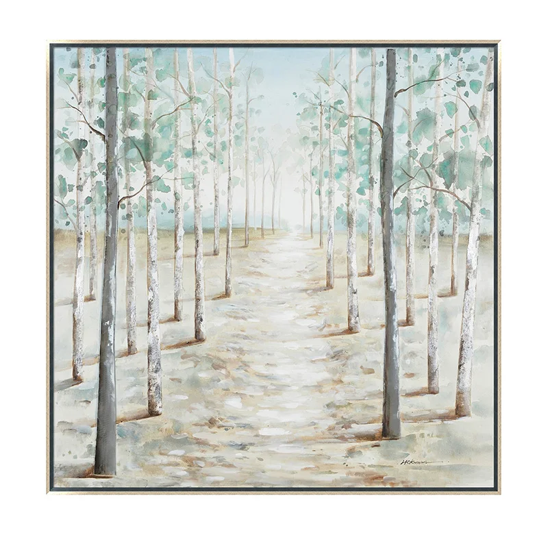 Factory Decorative Painting Spring Trees Abstract Watercolor Artwork Hanging in Living Room