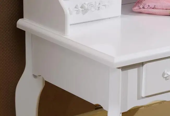 Hot sell 7 Drawer Mirror Dressing Table Stool Mirror Drawer Makeup jewelry Cabinet White Desk