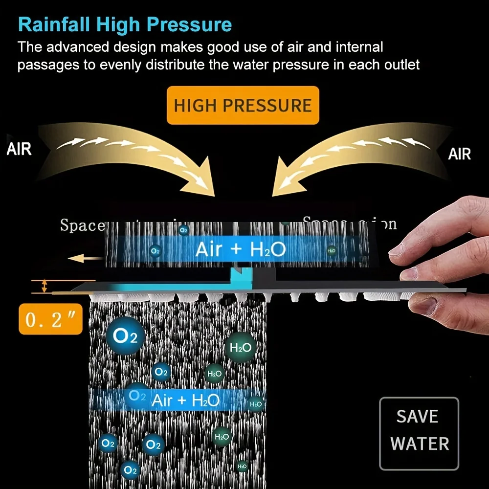 8' Ultra-Thin Stainless Steel Rainfall Shower Head Easy Installation High Pressure Massage Bath Faucet Single Brushed Rain